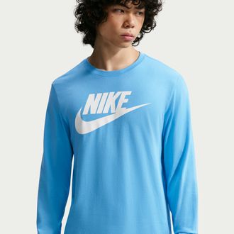 Nike Mens Nike Sportswear Long-Sleeve T-Shirt in Blue | CI6291-497