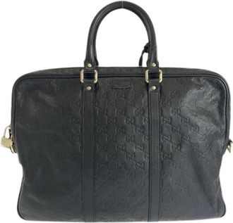 Gucci Pre-owned Guccissima Leather Briefcase - Heren - Vintage Handtas - Zwart - ONE Size - Leer - Vintage