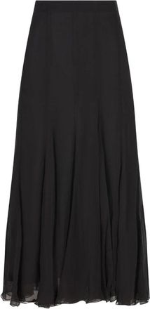 Chlo&eacute; Zwarte Zijde & Nylon Rok - Dames - Midirokken - Zwart - M - Nylon - Rokken