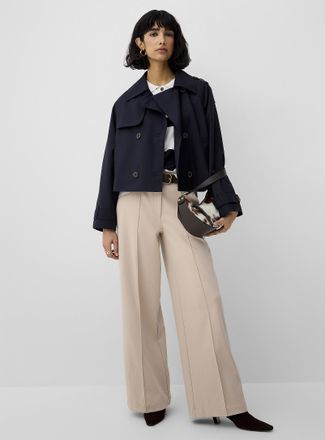 Ichi Womens Cropped double-breasted trench coat