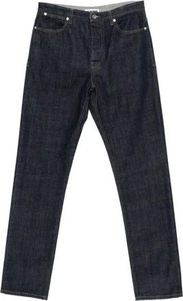 Jil Sander Schuine Katoenen Denim Broek - Heren - Regular Fit Jeans - Blauw - W33 - Katoen - Jeans