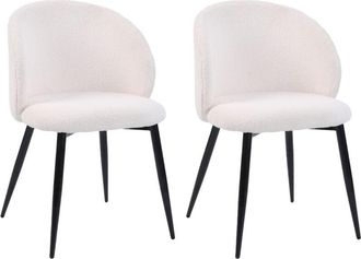 Mobili Rebecca Mobili Rebecca - Sillas Karamu 81x54x56 Tela De Peluche Metal Crema Negro Moderno Set 2 Piezas Parcia