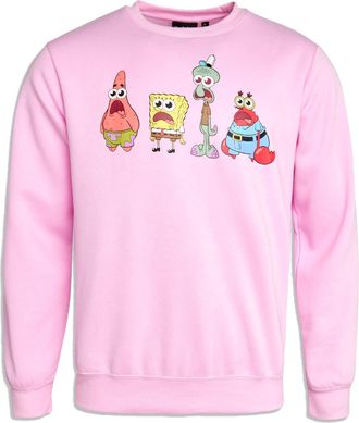 Nickelodeon Mens SpongeBob and Patrick Fleece Sweatshirt - Novelty Crewneck Pullover Graphic Sweatshirt (Sizes: S-XL), Spongebob Pink, Medium
