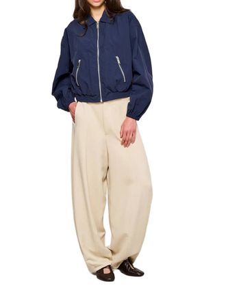 OOF Wear Cropped Bomber Jacket with Zippered Pockets