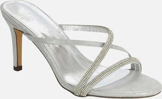 XY London Womens XY London Womens/Ladies Teddie Diamante Crossover Strap Mule Sandals - Silver - Size: 4