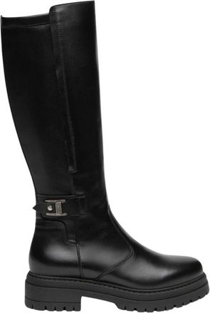 Nero Giardini Leren en Technische Stof Laarzen - Dames - Hoge Laarzen - Zwart - 37 EU - Leer - Schoenen