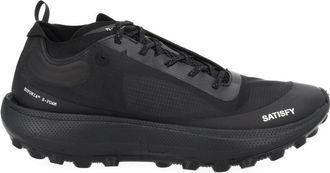 SATISFY Streamlined Black Sneakers with Rugged Tread and Textural Details