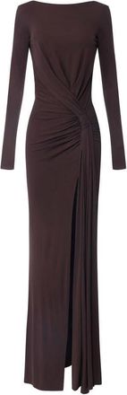 Elisabetta Franchi Red Carpet Jersey Jurk - Dames - Avondkleed - Bruin - S - Kleedjes