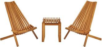 Beliani Conjunto de balc&oacute;n Madera de acacia Marr&oacute;n