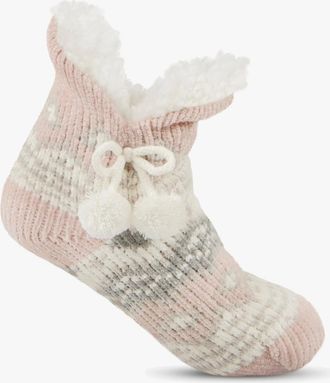 Totes Womens Totes Toasties 3568 CHENILLE CROP KNITTED SLIPPER SOCKS Womens Slipper Socks Multi