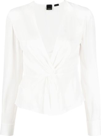 Pinko twisted V-neck blouse - women - Acetate/Silk - 38 - White