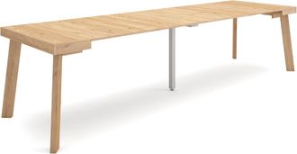 Skraut Home Mesa Consola Extensible, Mesa Comedor Plegable, 300, Para 14 Comensales, Patas De Madera, Estilo Moderno, Roble - Skraut Home