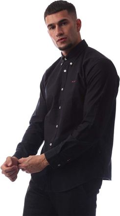 HUGO BOSS Mens Embroidered Collared Neck Button Down Long Sleeve Shirt in Dark Blue - Size X-Large
