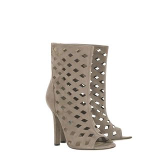 Jimmy Choo London Grey Suede Reese Cut-Out Booties Size 40