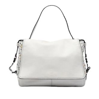 Bottega Veneta Pre-owned Shoulder Bags, female, White, Size: ONE SIZE Pre-owned Woven Lambskin Shoulder Bag