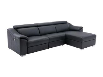 Vente-Unique Sof&aacute; rinconera relax el&eacute;ctrico de piel de calidad superior negro PEDRERA - &Aacute;ngulo derecho