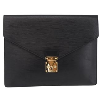 Louis Vuitton Porte-Documents Senateur Epi Leather Black Leather Handbag (Pre-Owned)