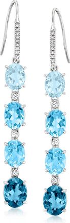 Ross-Simons London, Swiss and Sky Blue Topaz Drop Earrings With. Diamonds in Sterling Silver