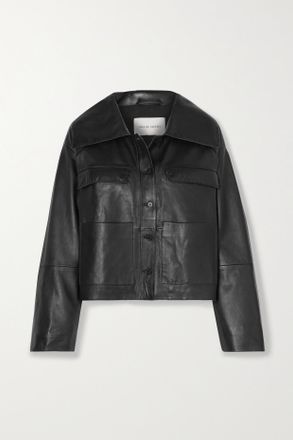Loulou Studio Giacca Cropped In Pelle Sulat - Nero
