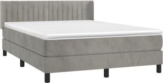 vidaXL Vidaxl - Cama Box Spring Con Colch&oacute;n Terciopelo Gris Claro 140x200 Cm