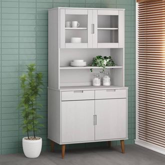 Berkfield Home Top for Highboard MOLDE White 90x35x100 cm Solid Wood Pine | Size: 90 x 35 x 100 cm