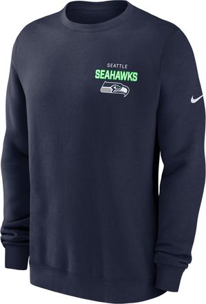Nike Seattle Seahawks Draw Block Club Nike Mens NFL Pullover Crew in Blue | NKPV41S78-KU0