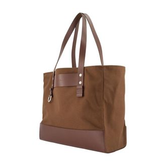 Marni Mens Canvas And Leather-Trimmed Tote Brown Cotton