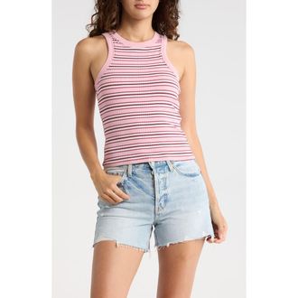 Madden Girl Stripe Rib Tank in Pink Combo at Nordstrom Rack, Size Medium