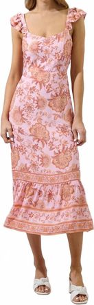 Sugarlips Zavey Floral Chantal Ruffle Smocked Midi Dress In Blush Multi
