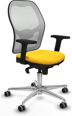 Piqueras y Crespo Piqueras Y Crespo - Jorquera Sincro Malla Blanca Similpiel Amarillo Brazos 2d Base Aluminio Ruedas 65mm Engomada