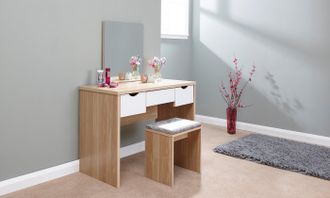 GFW Elizabeth Dressing Table Set in Light Oak