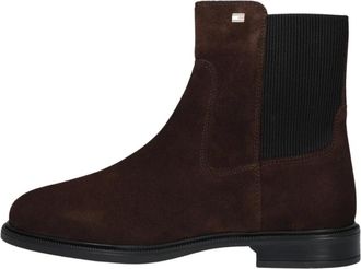 Tommy Hilfiger Enamel Flag Suede Ankle Chelsea - Dames - Schoenen - Bruin - Maat: 36 EU Su&egrave;de