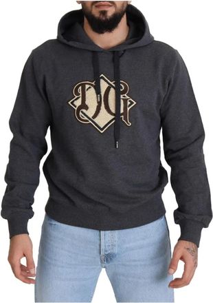 Dolce & Gabbana Elegante grijze hoodie - Heren - Hoodies - Grijs - L - Katoen - Hoodies & sweatvesten