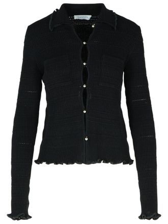 Lanvin Ribbed Black Cotton Cardigan