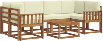 vidaXL Conjunto De Sof&aacute;s De Exterior 7 Uds. Natural Y Crema Vidaxl