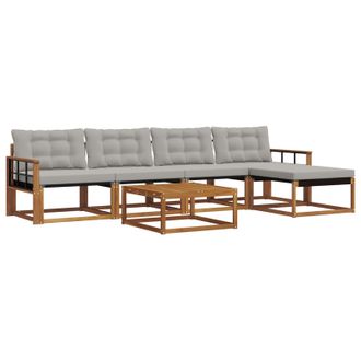 vidaXL Conjunto De Sof&aacute;s De Exterior 6 Pcs Gris Natural Y Claro Vidaxl