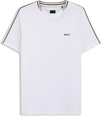 BOSS Active slim-fit T-shirt with signature-stripe collar