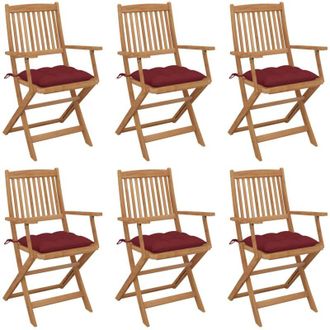 vidaXL Vidaxl - Sillas De Jard&iacute;n Plegables 6 Uds Y Cojines Madera Maciza Acacia