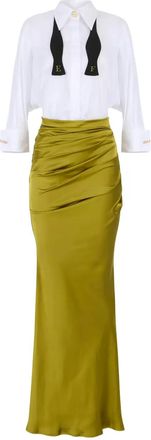 Elisabetta Franchi bow-tie draped maxi dress - Green