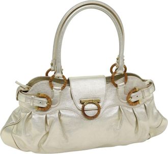 Ferragamo Marisa Satchel Leather Gold Leather Bag (Pre-Owned)