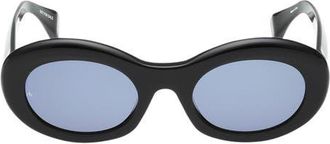 Rag & Bone 51mm Oval Sunglasses in Shiny Black /Dark Navy Lenses at Nordstrom