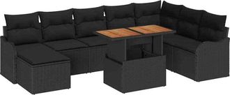 vidaXL Garden Sofa Set with Storage 9 pcs Black Poly rattan vidaXL
