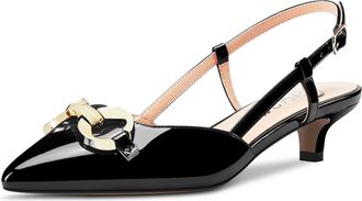 Castamere Women Girl Stiletto Low Kitten Heel 3.5 CM Heels Pumps Court Shoe Slingback Slip-on Buckle Wedding Party Office Sexy 3.5 CM Heels Black 8 UK