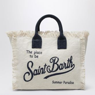MC2 Saint Barth White/blue Colette cotton bag