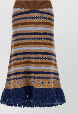 Alanui virgin wool long fringed knit skirt