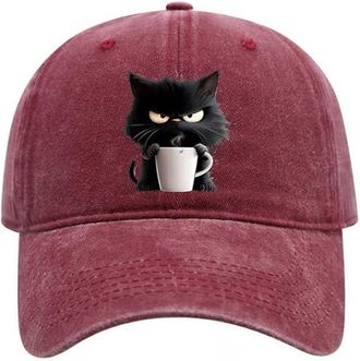 Generic Feral but Fashionable Cat Hat Edition, Adjustable Frownster Cats Coffee Hat,Grumpy Cats Coffee Cap,Vintage Low Profile Baseball Cap for Men Women (UK,