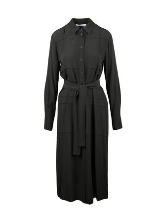 Beatrice .B Button-Down Midi Shirt Dress With Self-Tie Belt And Textured Panel Details