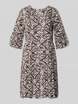 Christian Berg Regular Fit Minikleid aus reiner Viskose mit Kachel-Print in Dunkelbraun, Gr&ouml;&szlig;e 34