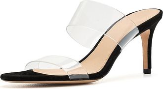 Veronica Beard Asha 75 Slide Sandals Womens Sandals Clear/Black : 7.5 M, Synthetic