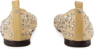 Tory Burch Womens Crystal Ballet Flat Beige Nylon